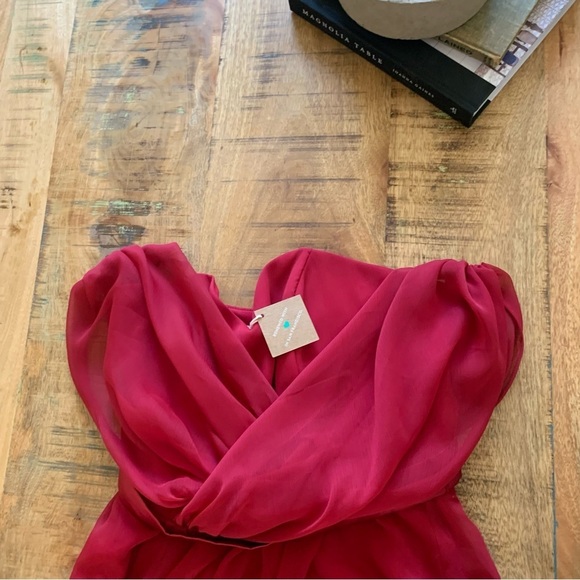 Lela Rose Sleeveless V Neck Short Bridesmaid Flame Dress by Dessy Size 10 - Picture 11 of 16